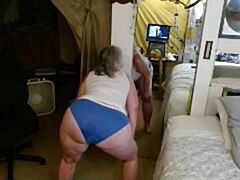 Hey, check out my big natural tits and hairy pussy in these tank and panties 😘