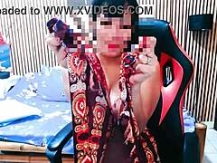 Sexy private striptease with curvy tall girl teasing and undressing