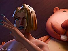 blonde emma frost dominates submissive squirrel girl with strapon in bedroom. she delivers intense anal punishment as femdom lesbian.