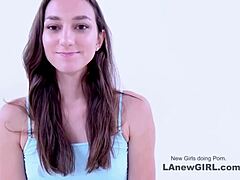 brand new amateur brunette teen swallows cum in pov casting fuck