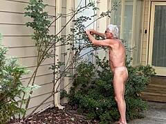 hey, check out nakedman15 getting wild with naked gardening in the outdoor public space