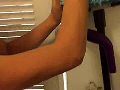 That petite pussy felt so good during the quickie creampie with big black cock in the laundry room