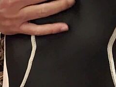 Amateur japanese wife wears competitive swimsuit for homemade bukakke session in intimate asian setting with detailed cum coverage