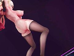 bitch knight mmd dance shakes big ass and tits to music in wild performance