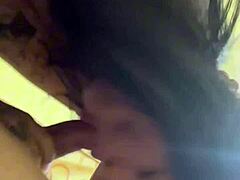 pregnant brazilian hooker gets covered in cum from fan on back and pussy