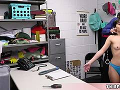 beautiful italian shoplifter teen 18+ caught and her tight pussy gets roughly destroyed by the mall cop in doggystyle