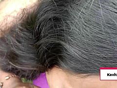 Desi Indian Kavita gets fucked by her couple partner in the forest with kisses and small cock action.