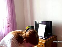 I feel so drawn to this beautiful naked Czech redhead karolinka with small tits applying makeup