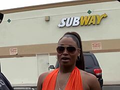 kara kane embarks on a TINY 18+ BLACK ADVENTURE, bending over for doggystyle with a monster cock and riding in cowgirl