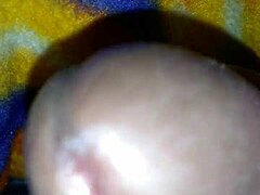 She lay in bed fingering her pussy. Then gave a quick handjob to his monster cock.