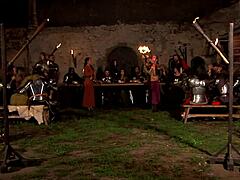 Medieval Fairs Showcase Busty Maidens Giving Blowjobs and Engaging in Outdoor Double Penetration Group Sex