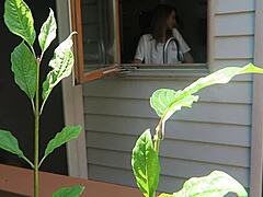 Nikki gets fucked from behind in doggystyle position highlighting her big boobs and tits during intense fucking session