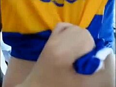 Hermanastra with perfect tits in uniform strips shows ass and we make love