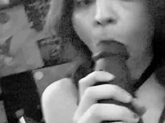 oh man, i'm deepthroating this huge bbc dildo, sucking it close up with all that sloppy action and latina flair