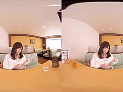 I feel so exposed in this VR cosplay as I masturbate with toys, fingering my boobs in the family restaurant setting.