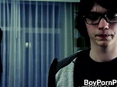 Hey, that vampire B sucker is devouring twink's big cock and tight ass in deepthroat action