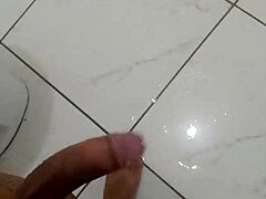 Solo brazilian guy does homemade masturbation in bathroom on day 3 of 365