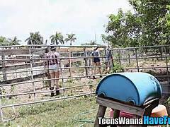 Teen Cowgirls Get Facialized in Outdoor Party