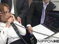 Asian Secretary Gets Played With While Shes On The Phone