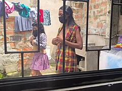 Housewives turn into hot sluts making homemade porn after laundry