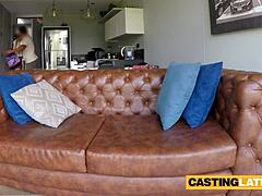 Petite latina teen 18+ Ava gives perfect blowjob before rough sex in casting