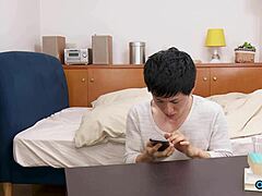 Asian babe bends over for deepthroat blowjob and cowgirl riding to creampie in group setup