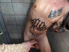 Witnessing Him Jerking Off in Shower Leads to Irresistible Deepthroat Blowjob and Cum on Tits.