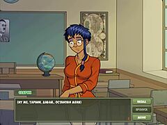 Blonde big tits teacher gives handjob and titty fuck to nerd student in classroom with licking and cumshot