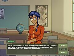 Blonde big tits teacher gives handjob and titty fuck to nerd student in classroom with licking and cumshot