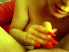 Closeup SUCKING that dick. Hand job leads to cum explosion.