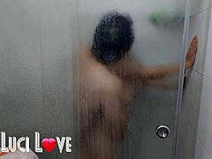 Passionate erotic sex scene with Lucixxxx in shower and outdoor settings