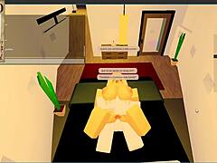 blonde slut with big tits blows huge cock on yacht room in roblox condo rp with catalina2991