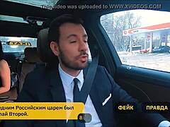 Hot Russian Milf Engages In Perverted Roleplay Game With Fake Taxi Driver Outdoors