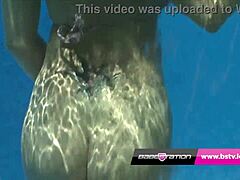 Pool Strip Babe Leah Reveals Big Tits and Shaved Pussy in Wet Outdoor Solo