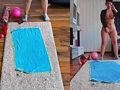 I love getting fit and frisky in this dual cam naked workout session uncovered