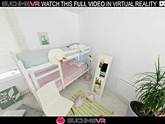 Blonde milka way rides cowgirl on big cock with shaved pussy moaning loud in passionate vr fuck