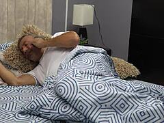 Stepfather Gets Seduced By Horny Stepdaughter In Bedroom With Big Ass Licking And Panties Play