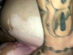 in this scene, a big ass gets pounded hard in doggystyle while bent over for intense action.