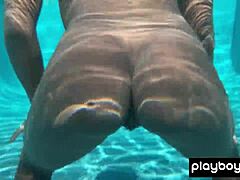 Naked Ebony Milf Ana Foxxx Fingering Her Hairy Black Pussy Outdoors Under the Water in Solo Masturbation Session