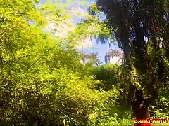 yo, check this hardcore bang with an african whore getting fucked in the stream by a big dick