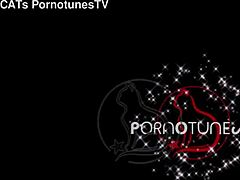 red high heel horny slut takes cum covering on mature perky tits