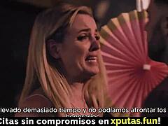 Blonde and Brunette Milfs in Threesome Sex with Stepson as European Taboo Family Fuck in Spanish Sub