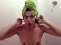 Brazilian blonde with perfect ass guides handjob in bath until cum