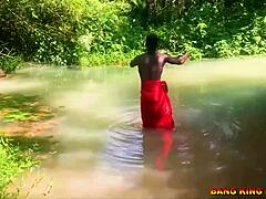 yo, check this hardcore bang with an african whore getting fucked in the stream by a big dick