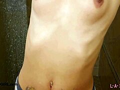 Tall Brunette Enjoys Elegant Shower Moment