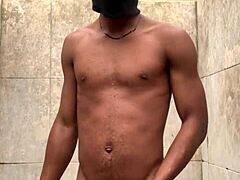 amateur shower massage strokes soapy monster cock nearly caught