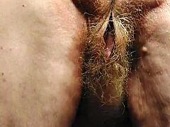 granny stuffs hairy pussy with fresh cucumber yum