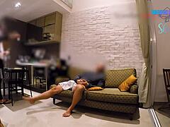 Cuckold Watches Wife Fuck Hired Security In See-Through Outfit