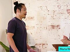 whoa!! hot blonde milf ryan keely rubs massive tits in slippery sex 😍💦