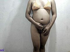 indian shemale crossdresses micro bikini horny solo 😈 big ass
